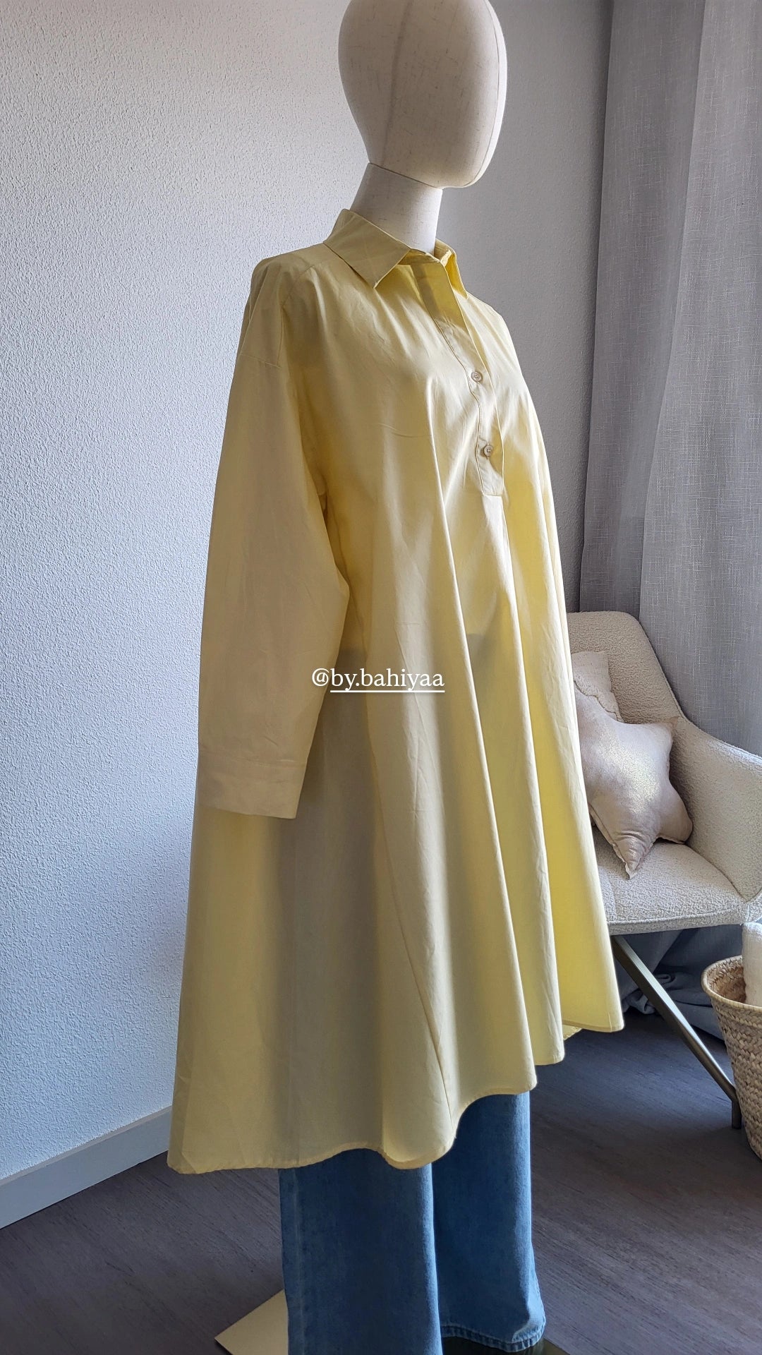 Chemise longue en coton – Taille unique, coupe oversize | By Bahiyaa