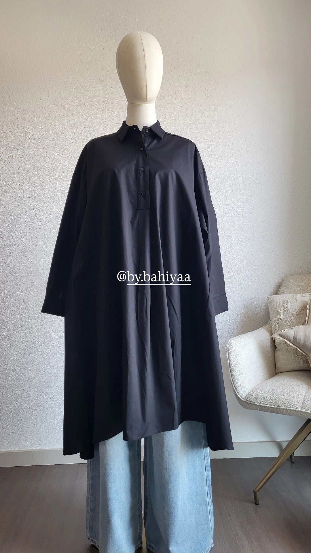 Chemise longue en coton – Taille unique, coupe oversize | By Bahiyaa