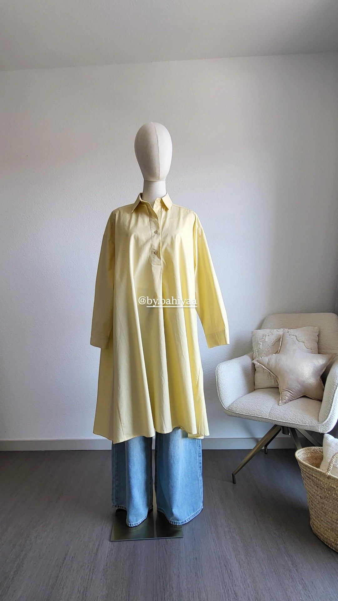 Chemise longue en coton – Taille unique, coupe oversize | By Bahiyaa