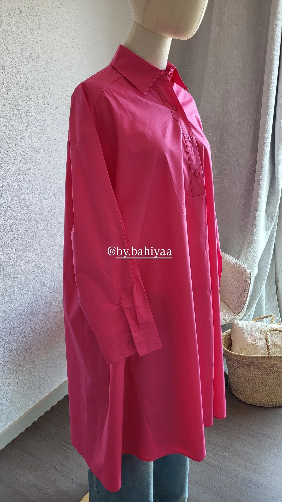Chemise longue en coton – Taille unique, coupe oversize | By Bahiyaa