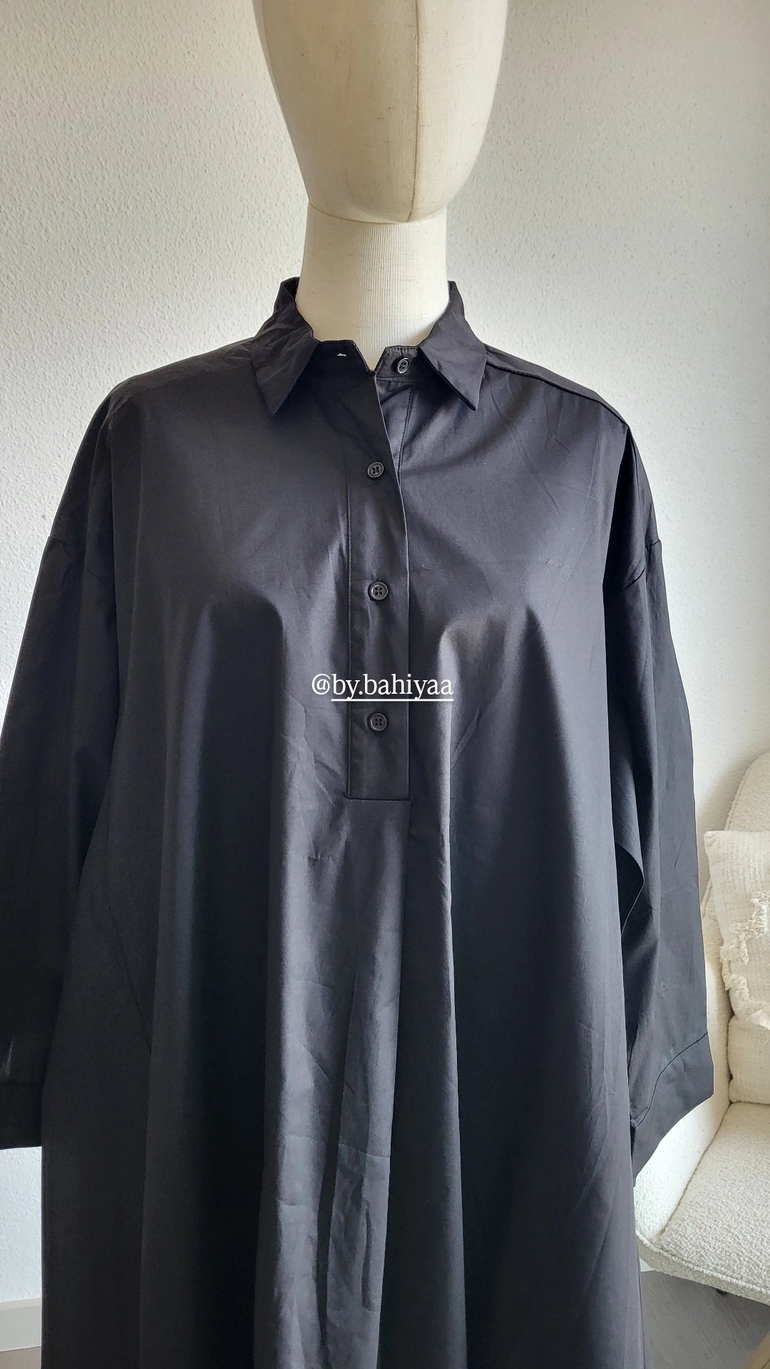 Chemise longue en coton – Taille unique, coupe oversize | By Bahiyaa