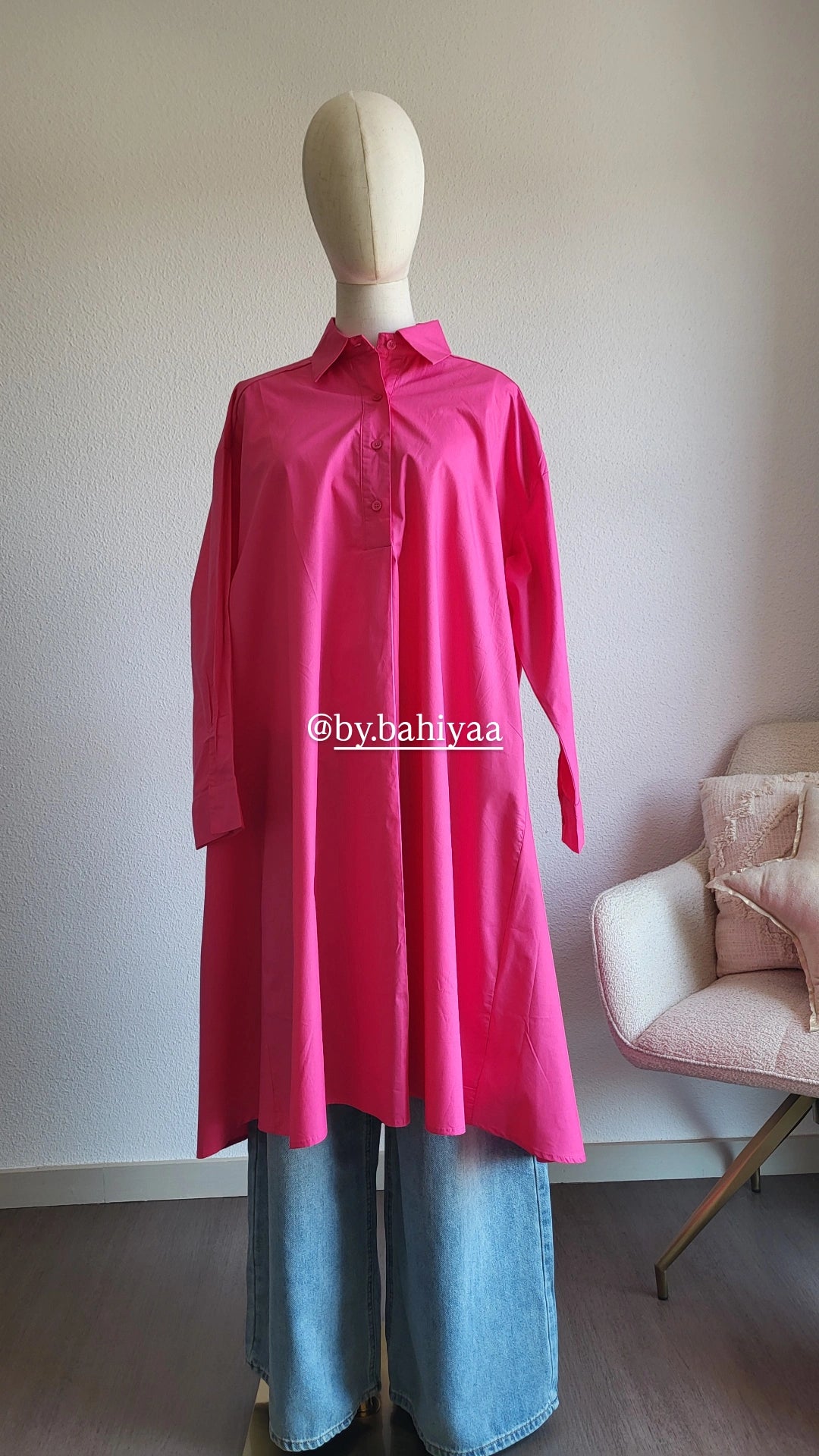 Chemise longue en coton – Taille unique, coupe oversize | By Bahiyaa