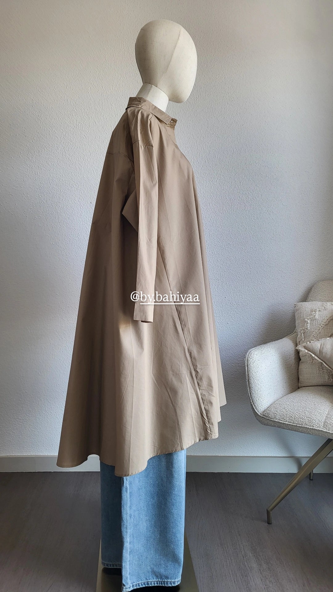 Chemise longue en coton – Taille unique, coupe oversize | By Bahiyaa