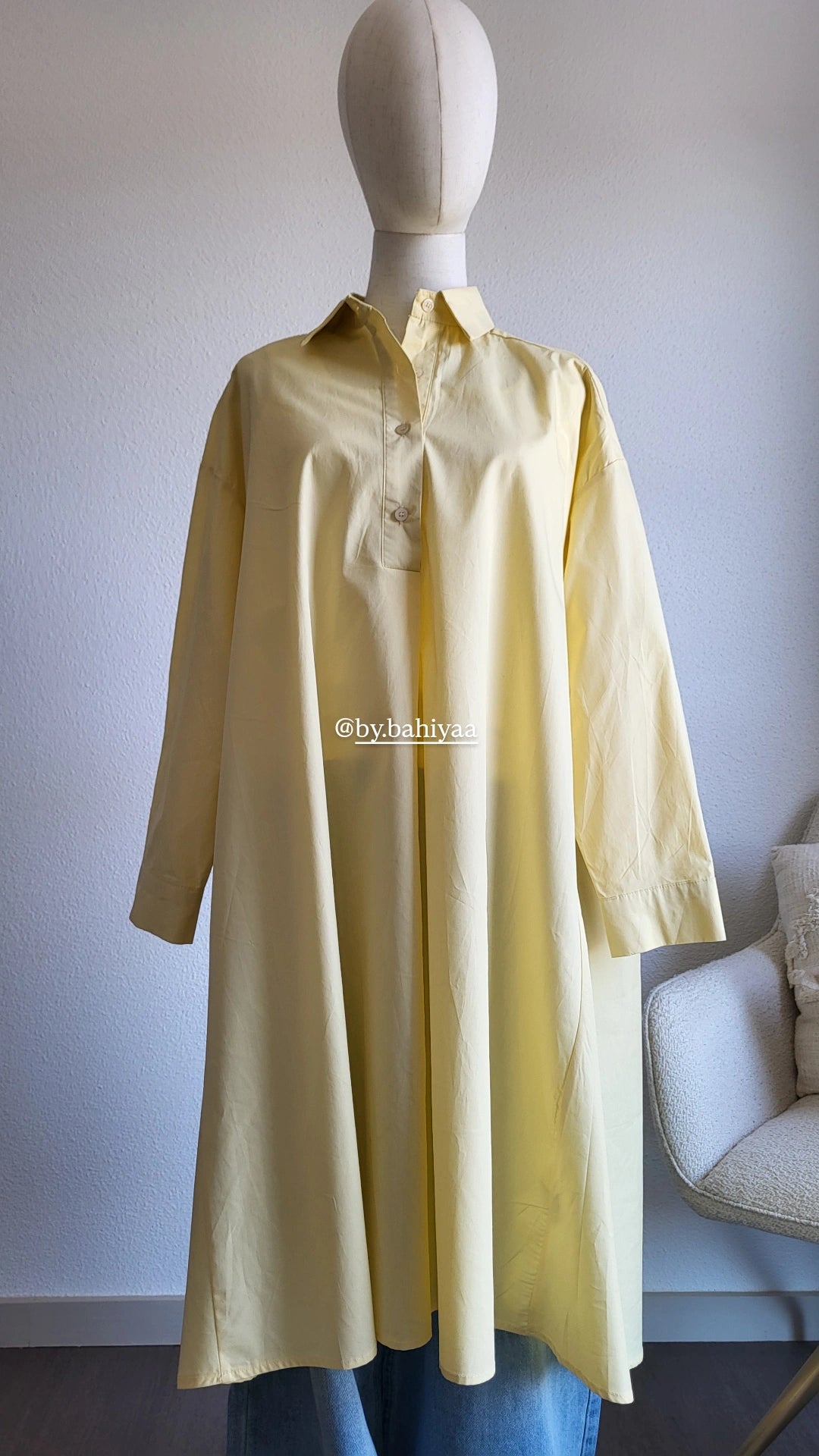 Chemise longue en coton – Taille unique, coupe oversize | By Bahiyaa