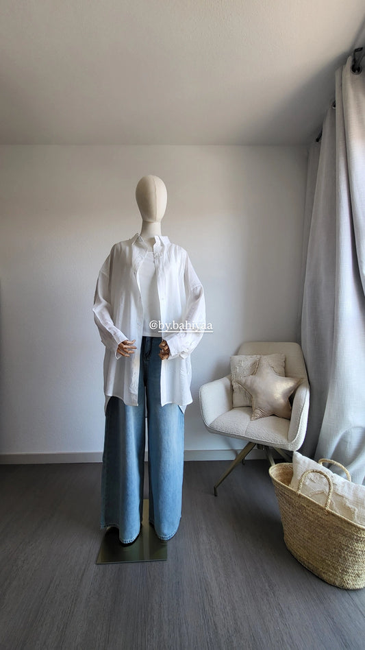 Chemise longue blanche effet gaufré – By Bahiyaa