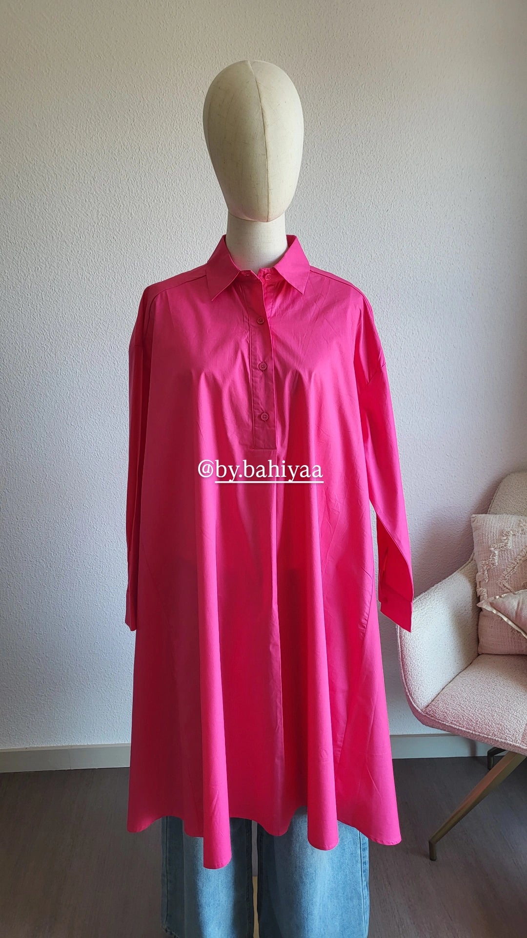 Chemise longue en coton – Taille unique, coupe oversize | By Bahiyaa